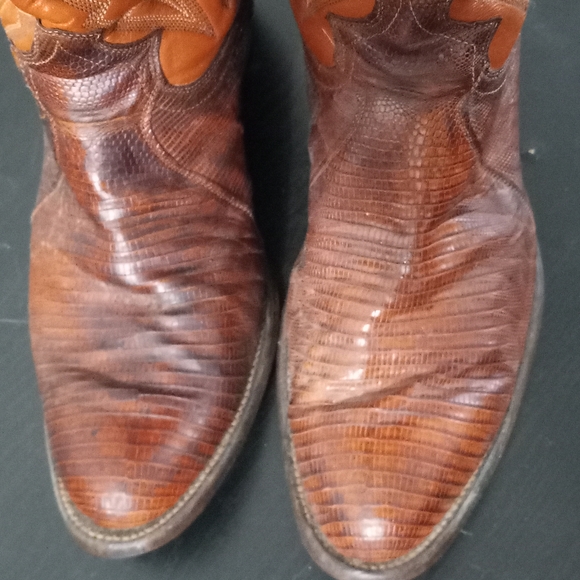 Justin 9.5D Mens Lizard Classic Western Boots Tan Style 8306 - Picture 9 of 15